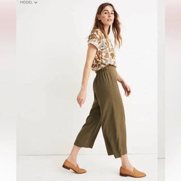 Madewell Huston Pull On Crop Pants size L in Kale - Picture 2 of 7